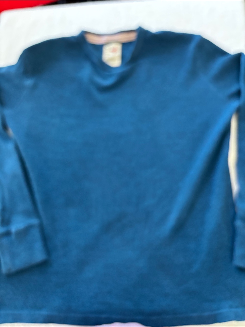 Relwen Bi-Waffle Thermal Crew Pullover 
in Deep Teal Blue